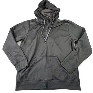 Reebok Mens Hoodie Sweatshirt Size‎ Large Full Zip Pockets Logo Black Athleisure